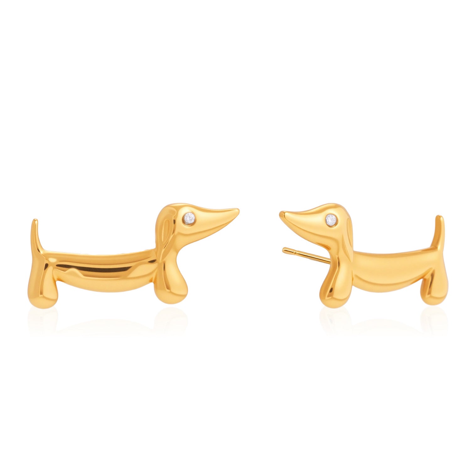 Gold Dachshund Stud Earrings
